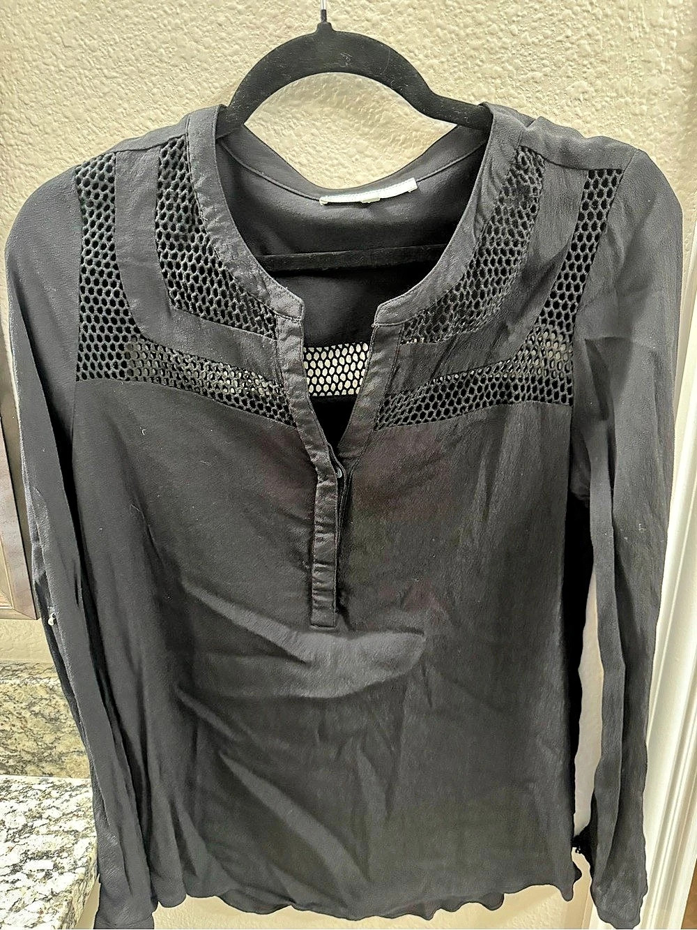 daniel rainn Black Mesh Detail Blouse Like New